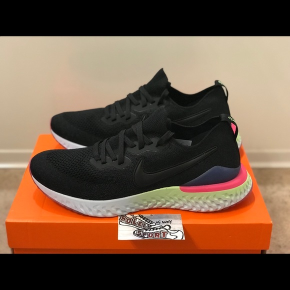 NEW Nike Epic React Flyknit 2 Be True Black Pink - Picture 2 of 7